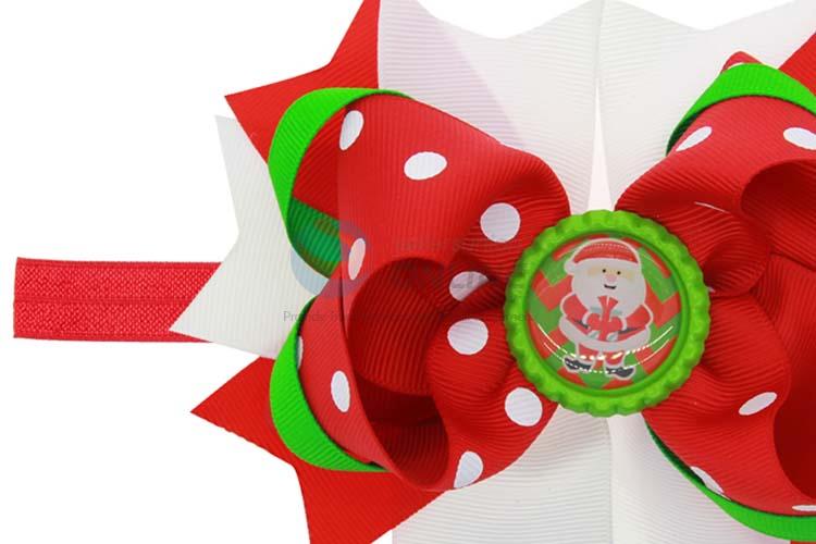 Custom Christmas Headwear Colorful Bowknot Hair Band For Baby