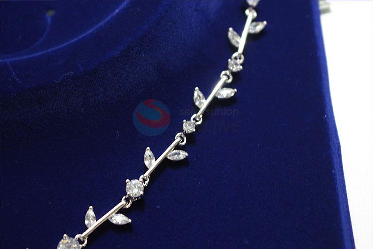 Eco-Friendly Zircon Necklace&Earrings Set For Wedding