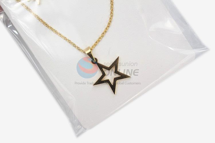 Bottom price factory supply women stainless steel star necklace&earrings set