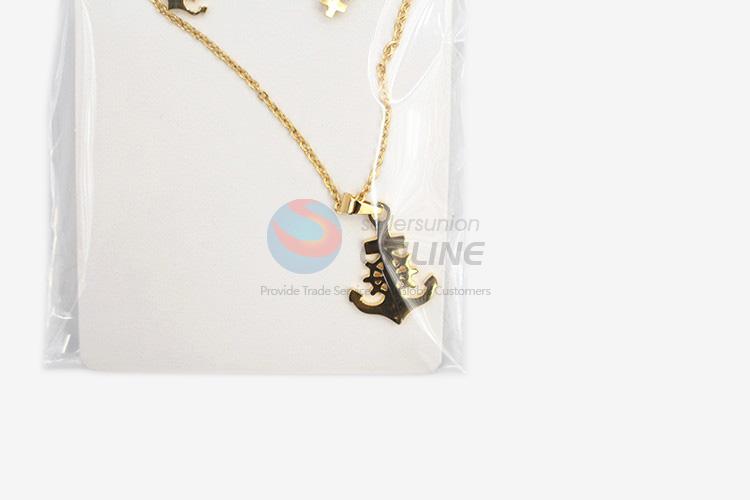 Low price top selling women stainless steel anchor necklace&earrings set