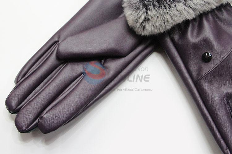 Reasonable Price Winter Women PU Warm Mitten Gloves