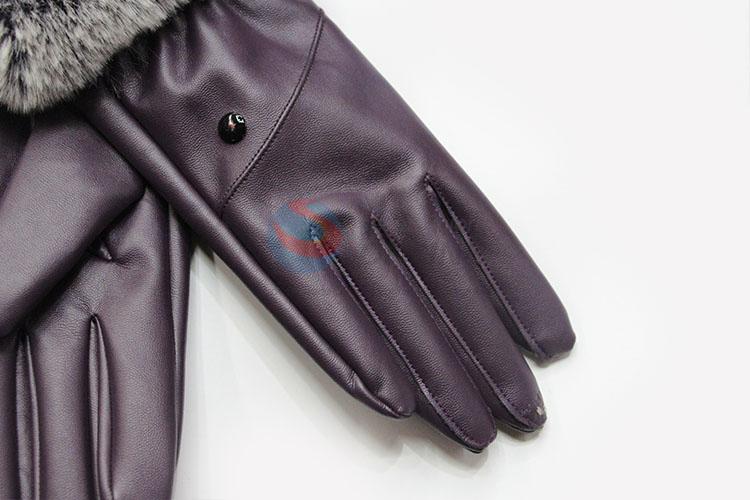 Reasonable Price Winter Women PU Warm Mitten Gloves