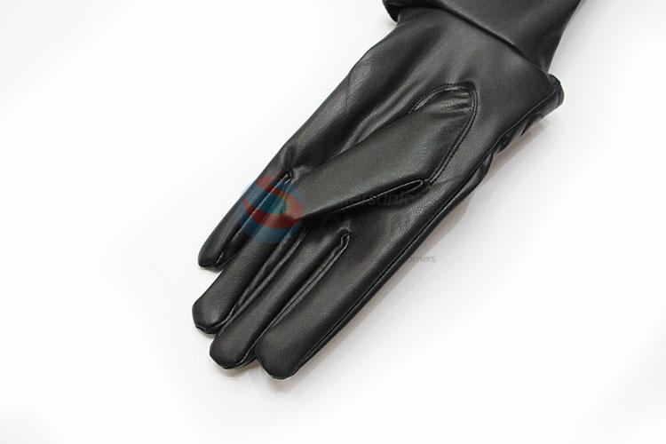 Bottom Price Fashion Winter Warm Soft Women PU Gloves