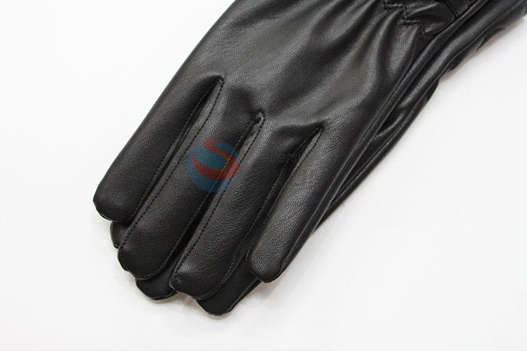 Bottom Price Fashion Winter Warm Soft Women PU Gloves