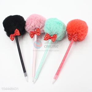 Bowknot Hairball Design Plastic Ballpoint Pen