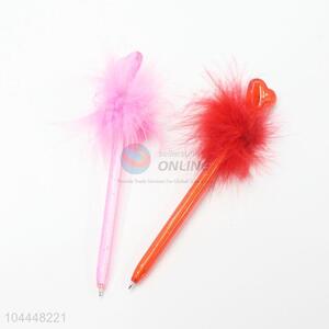 Heart Design Feather Plastic Ballpoint Pen
