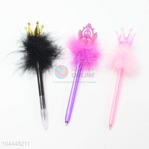 Crown Design Feather Plastic Ballpoint Pen