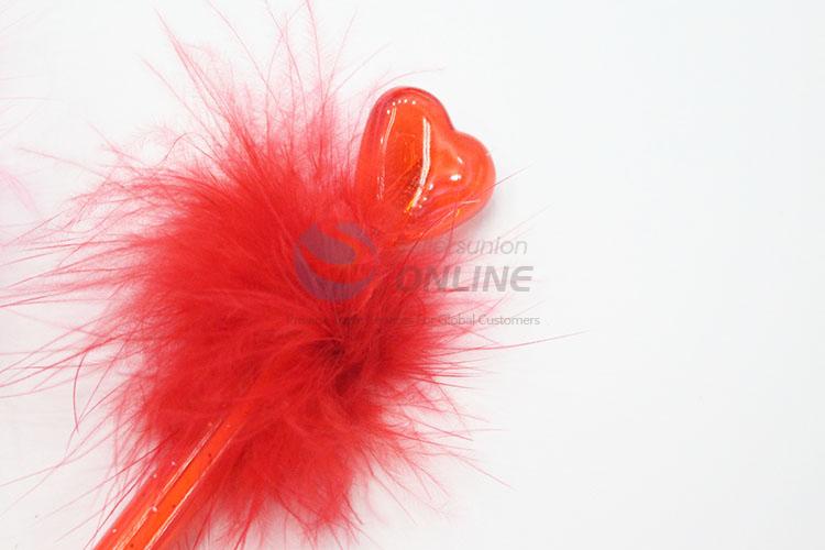 Heart Design Feather Plastic Ballpoint Pen