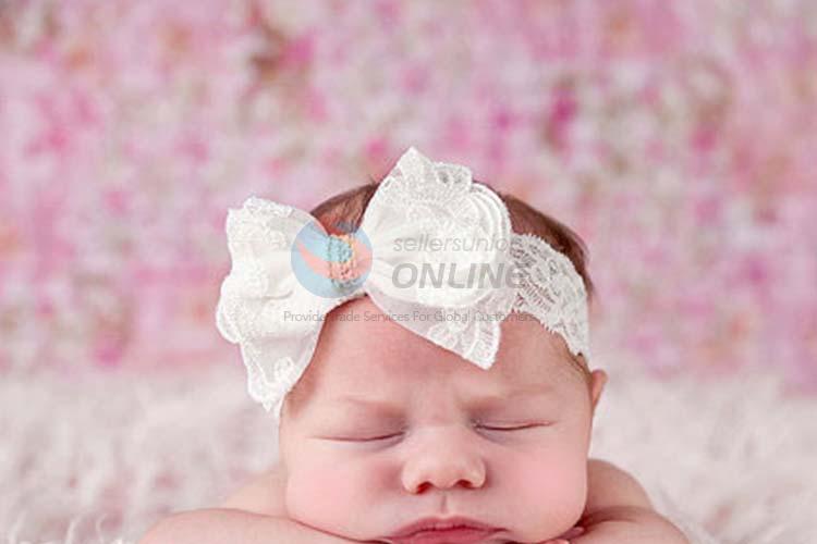 Wholesale High Quality Baby Lace Bowknot Headband,White