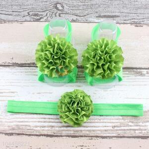 Fashion Style Lovely Baby Flower Foot Band Hairband Set