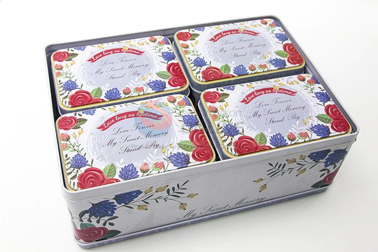 Fashion Style Rectangle Tin Boxes Set for Storage