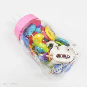 Animal Design Hot Sale Plastic Fun Baby Rattle Toys in Big Feeding-bottle