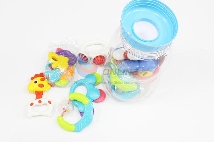 Safe Design Plastic Fun Baby Rattle Toys in Big Feeding-bottle