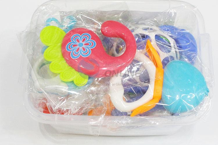Eco-Friendly Cartoon  Plastic Fun Baby Rattle Toys in Storage Box