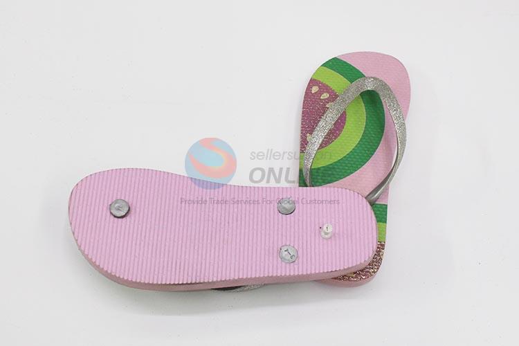 Best selling printing women flip flops with glitters