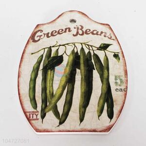 Green Beans Pattern Ceramic Cork Pot Mat