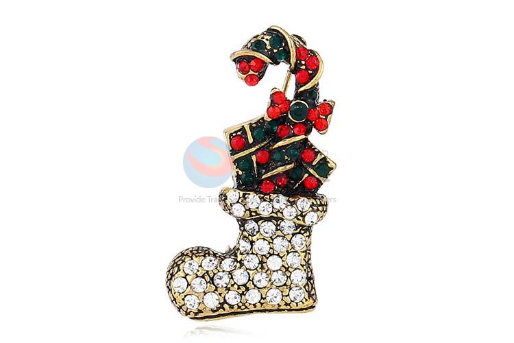 Factory supply Christams boot shape alloy brooch