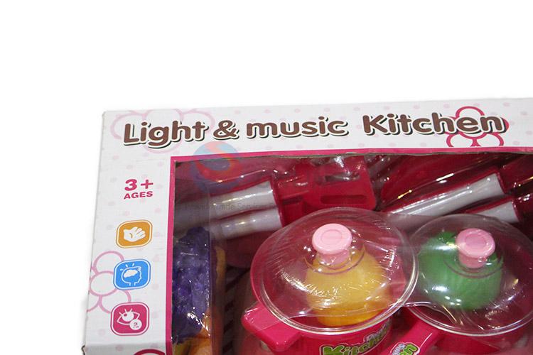 Factory promotional kids light&music kitchen set toys