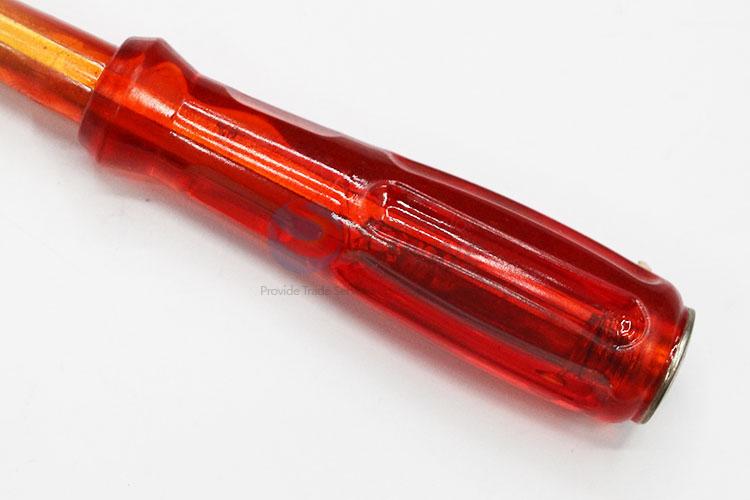 Wholesale Red Color Plastic Handle Slottted Screwdriver with Protective Cover