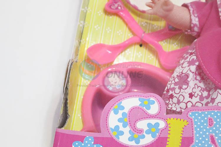 Super quality baby doll with dishware toy