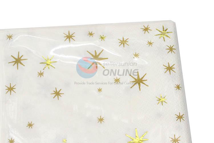 Snowflake Printed Gold Blocking Paper Napkins for Festival