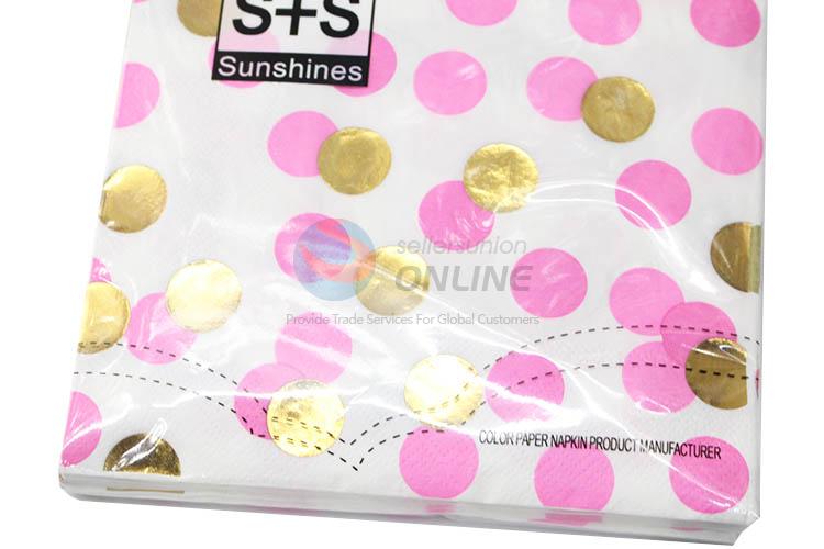 20pcs/Set Cute Gold Blocking Dotted Paper Napkins with Exquisite Flowers