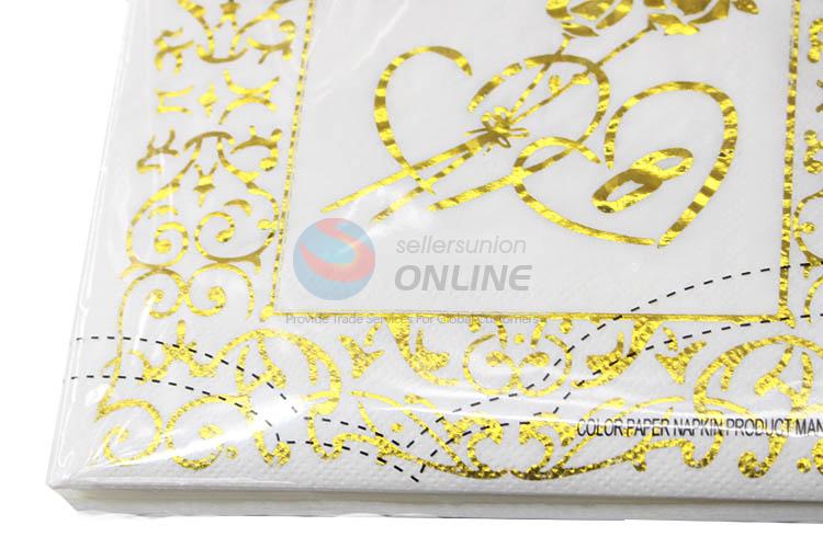 Two Colors Gold Blocking Printed Paper Napkins Set for Decoration