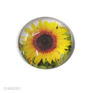 High sales round epoxy fridge magnet with sunflower pattern