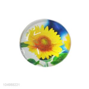 Most popular round epoxy fridge magnet with sunflower pattern