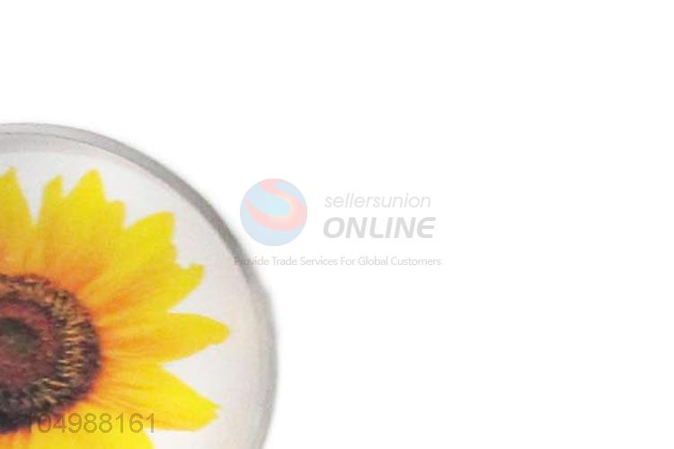 High grade custom round epoxy fridge magnet with sunflower pattern