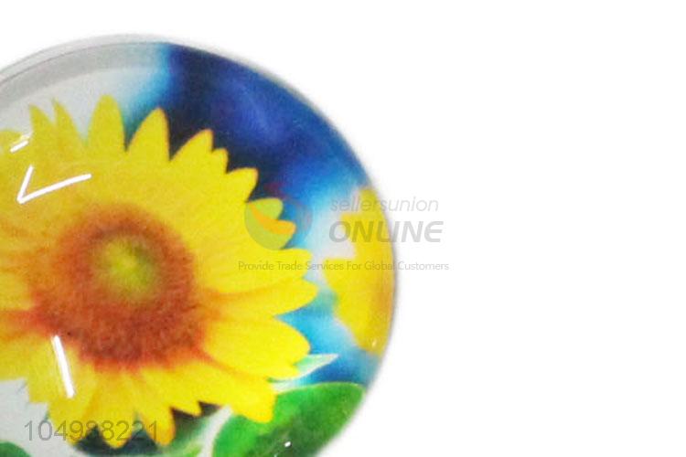 Most popular round epoxy fridge magnet with sunflower pattern