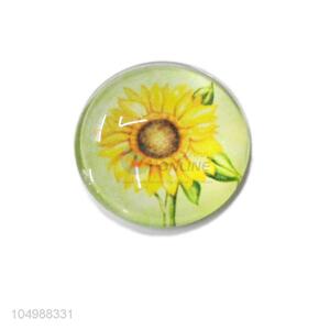 Wholesale custom round epoxy fridge magnet with sunflower pattern