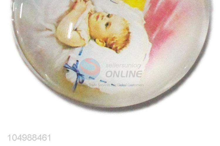 Nice fashion cheap round epoxy fridge magnet with angel pattern