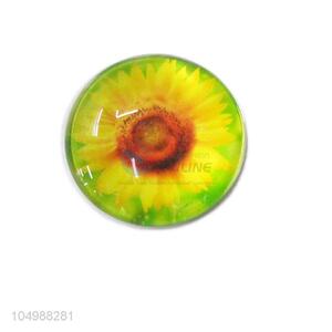 Cheap wholesale round epoxy fridge magnet with sunflower pattern