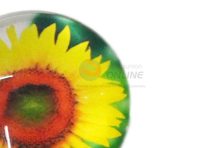 Factory wholesale round epoxy fridge magnet with sunflower pattern