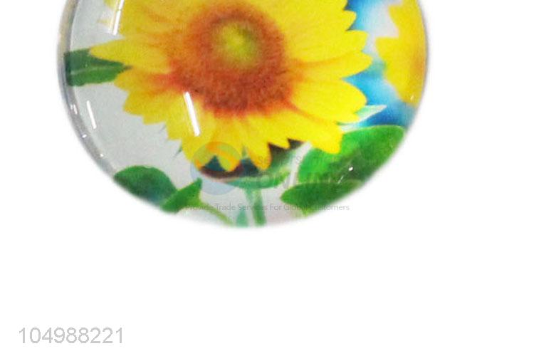 Most popular round epoxy fridge magnet with sunflower pattern