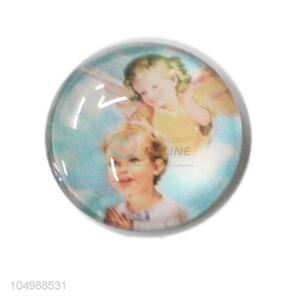 China branded round epoxy fridge magnet with angel pattern