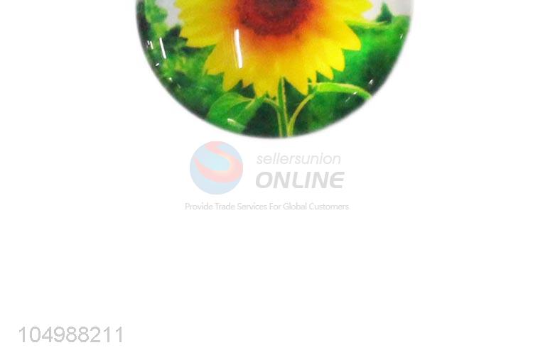 Direct factory round epoxy fridge magnet with sunflower pattern