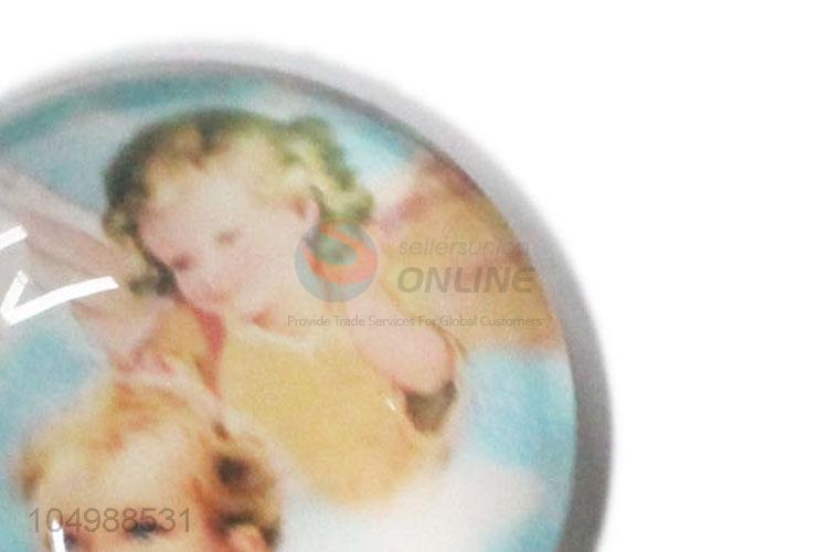 China branded round epoxy fridge magnet with angel pattern