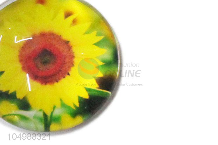 Top manufacturer round epoxy fridge magnet with sunflower pattern