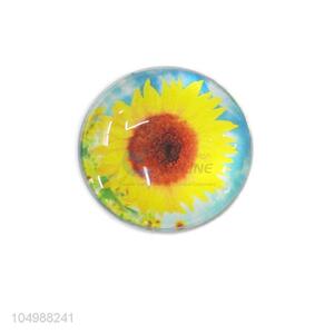 Wholesale new style round epoxy fridge magnet with sunflower pattern