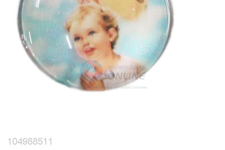 Top sale round epoxy fridge magnet with angel pattern