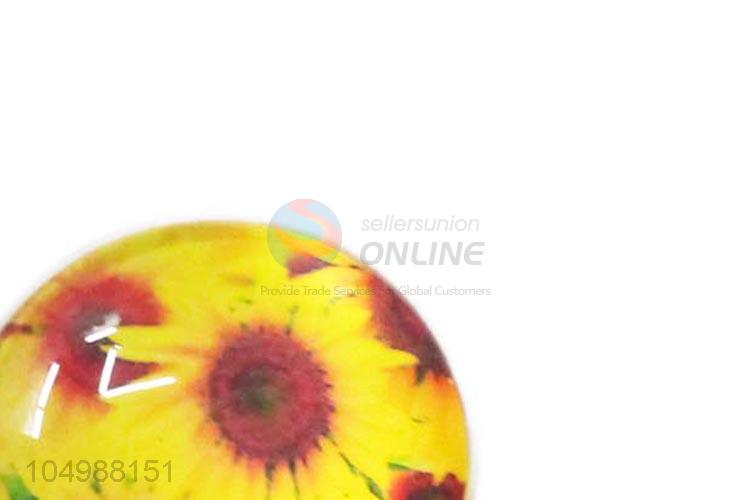 Factory sales round epoxy fridge magnet with sunflower pattern