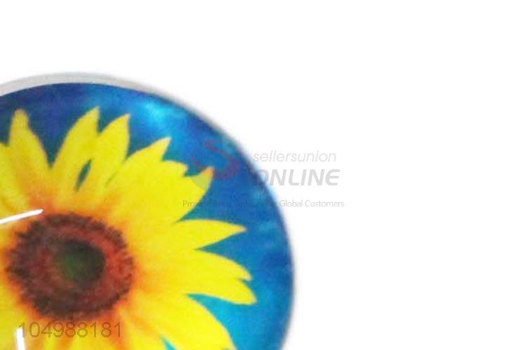 Best selling round epoxy fridge magnet with sunflower pattern