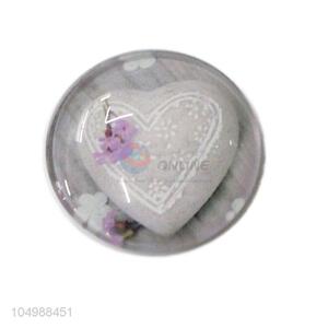 Top quality cheap round epoxy fridge magnet with heart pattern