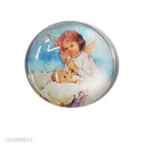 Cheap professional round epoxy fridge magnet with angel pattern