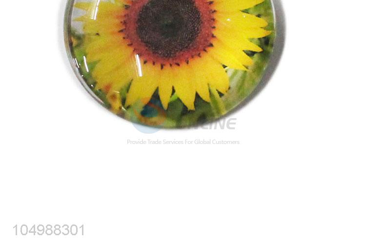 High sales round epoxy fridge magnet with sunflower pattern