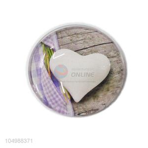 Cheap high quality round epoxy fridge magnet with heart pattern