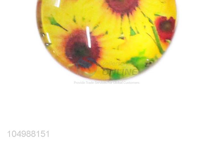 Factory sales round epoxy fridge magnet with sunflower pattern