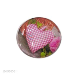 Premium quality round epoxy fridge magnet with heart pattern